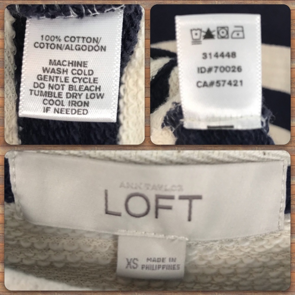 LOFT navy striped dress with drawstring waist - Picture 8 of 8